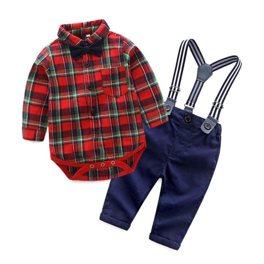 “Noah” Checkered Christmas 🎄 Set With Bow Tie